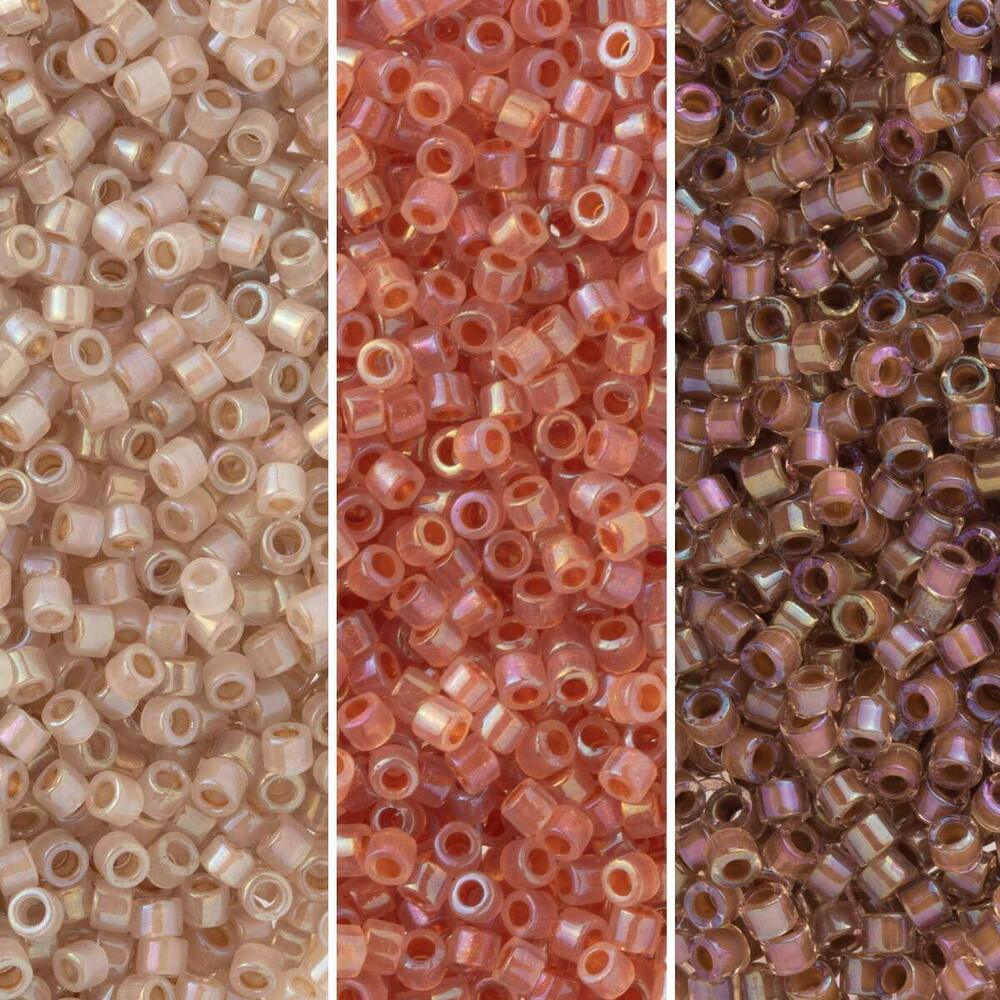 3204 Delica Seed Beads Bundle: Size 11/0, Beige Inside Color Lined Palette